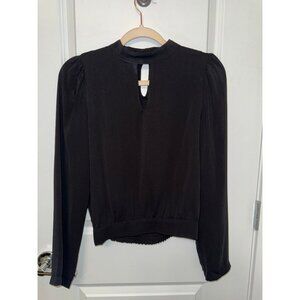 Black long sleeve keyhole blouse